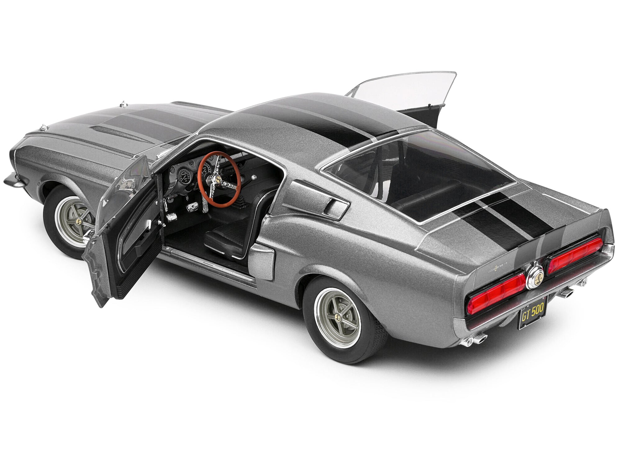 1967 Shelby GT500 Gray Metallic with Black Stripes 1/18 Diecast Model Car by Solido - image 4