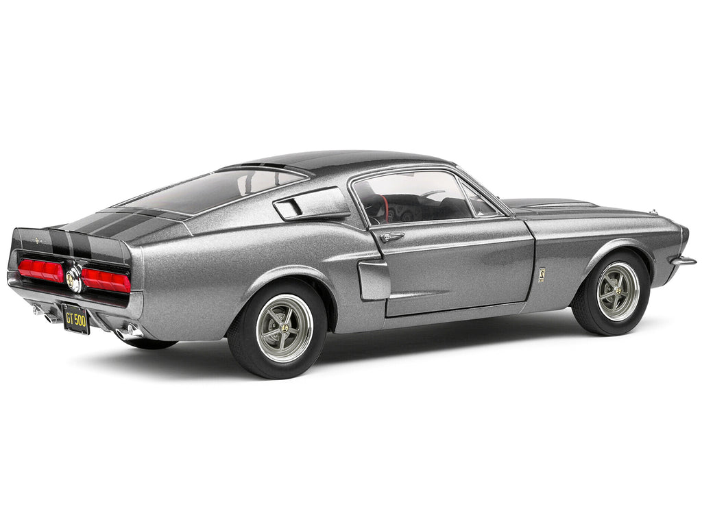 1967 Shelby GT500 Gray Metallic with Black Stripes 1/18 Diecast Model Car by Solido - image 5