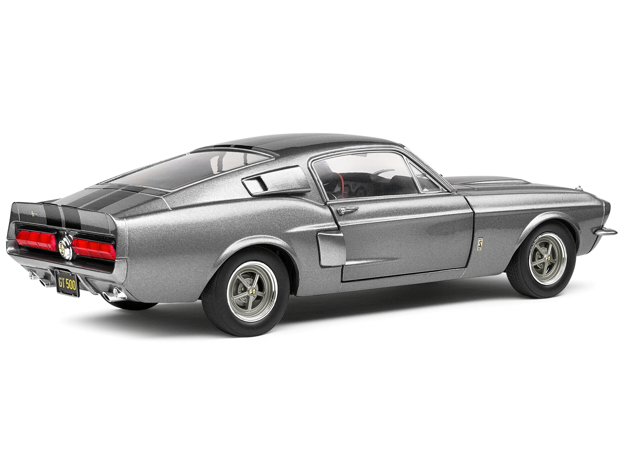 1967 Shelby GT500 Gray Metallic with Black Stripes 1/18 Diecast Model Car by Solido - image 5