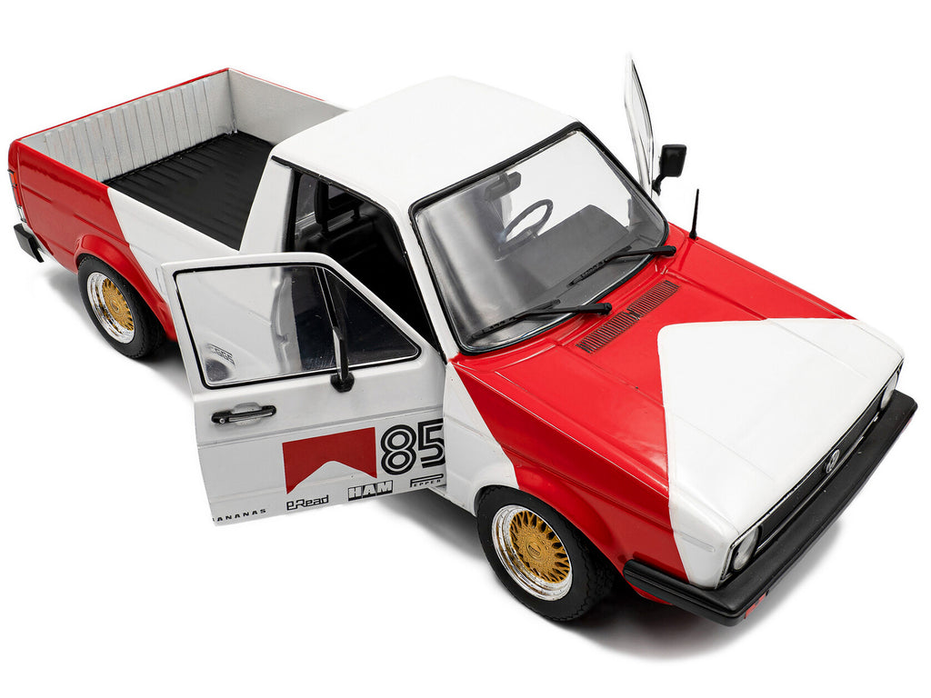 1983 Volkswagen Caddy MK 1 Pickup Truck "Red Cowboy Racing Tribute" White and Red 1/18 Diecast Model Car by Solido - image 2