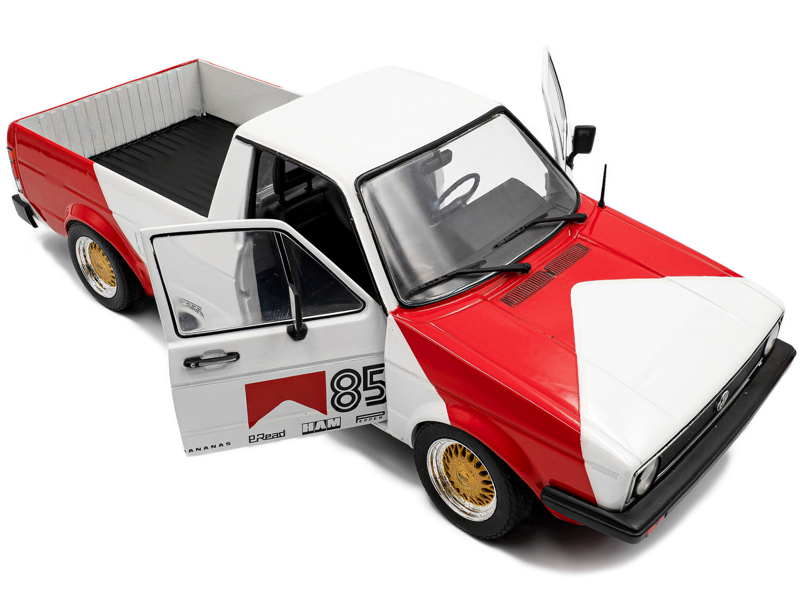 1983 Volkswagen Caddy MK 1 Pickup Truck "Red Cowboy Racing Tribute" White and Red 1/18 Diecast Model Car by Solido - image 2