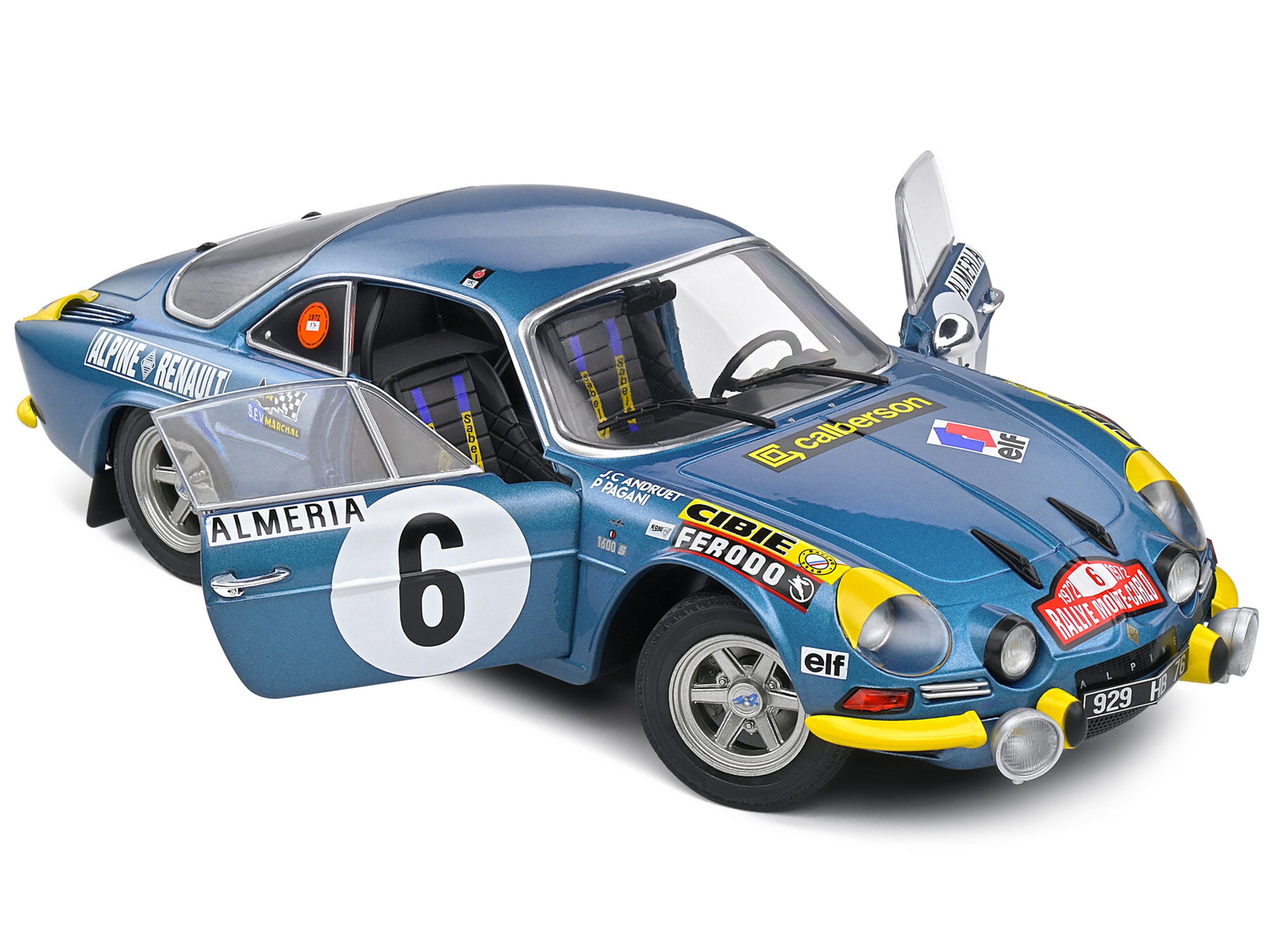 Alpine A110 1600S #6 Jean-Claude Andruet - Pierre Pagani "Rallye Montecarlo" (1972) "Competition" Series 1/18 Diecast Model Car by Solido - image 2
