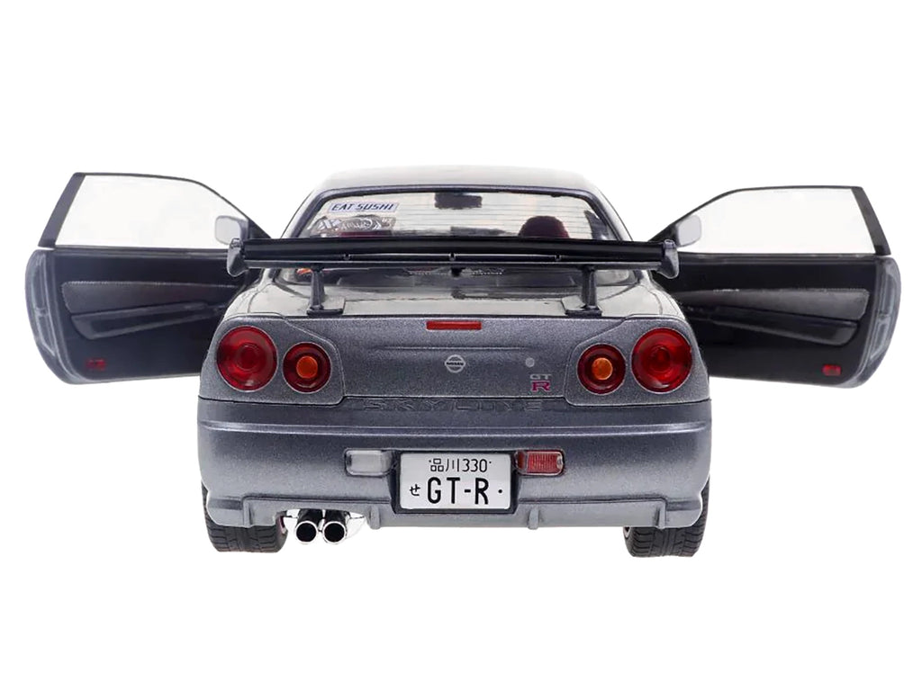 1999 Nissan Skyline GT-R (R34) RHD (Right Hand Drive) Silver Metallic with Purple Wheels 1/18 Diecast Model Car by Solido - image 5