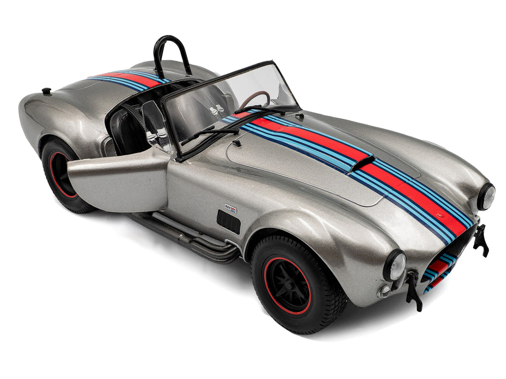 1965 Shelby Cobra 427 MKII "Solido Works M Racing Tribute" Gray Metallic with Stripes 1/18 Diecast Model Car by Solido - image 2