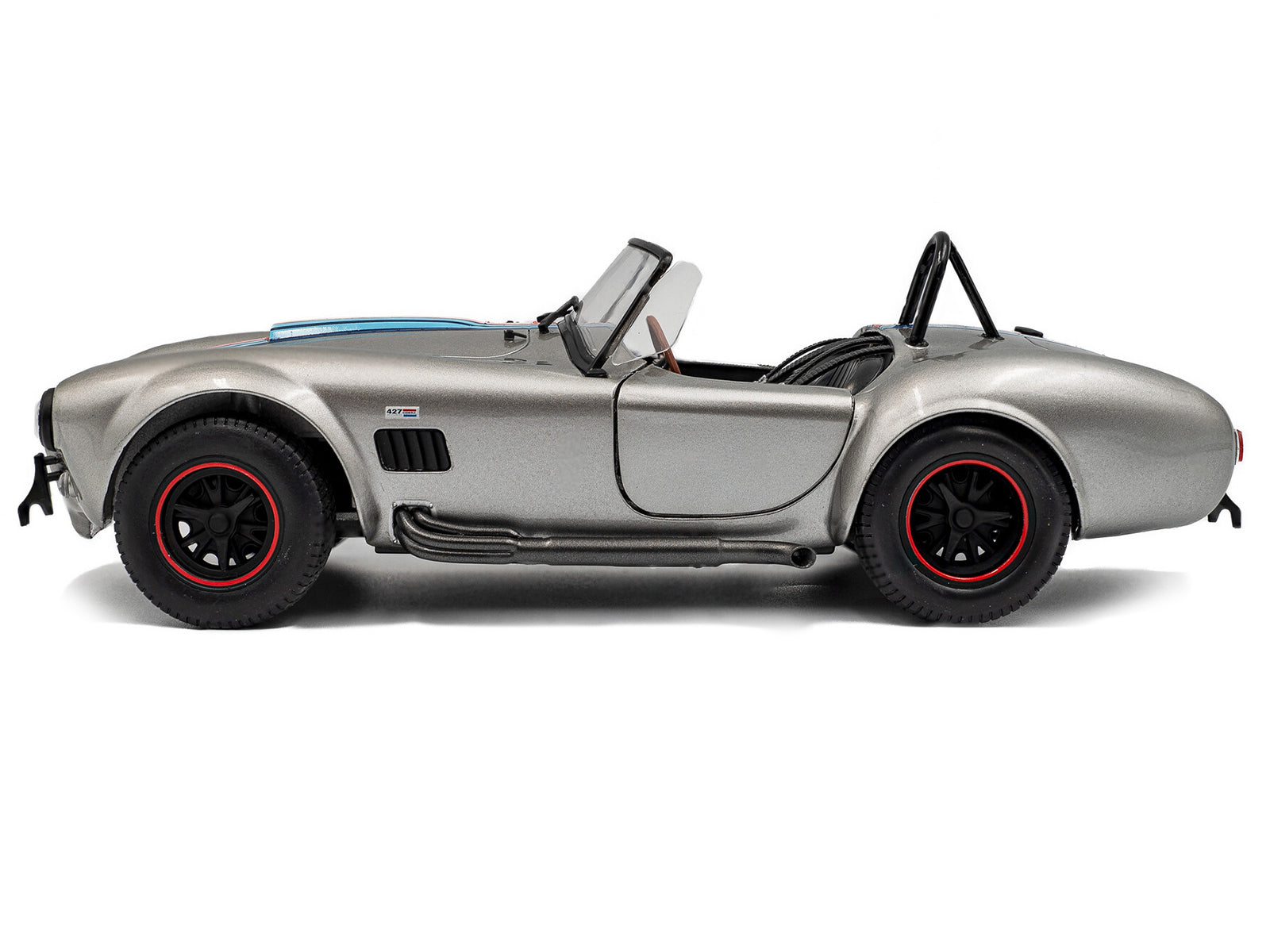 1965 Shelby Cobra 427 MKII "Solido Works M Racing Tribute" Gray Metallic with Stripes 1/18 Diecast Model Car by Solido - image 3