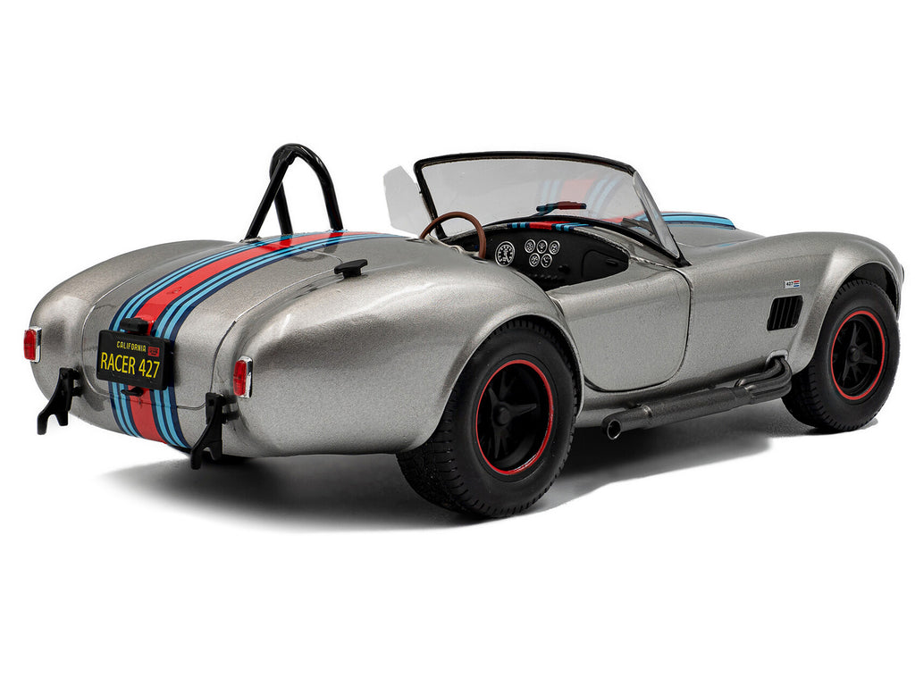1965 Shelby Cobra 427 MKII "Solido Works M Racing Tribute" Gray Metallic with Stripes 1/18 Diecast Model Car by Solido - image 4