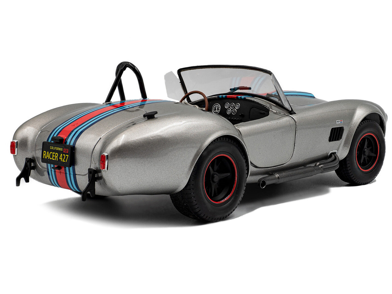 1965 Shelby Cobra 427 MKII "Solido Works M Racing Tribute" Gray Metallic with Stripes 1/18 Diecast Model Car by Solido - image 4