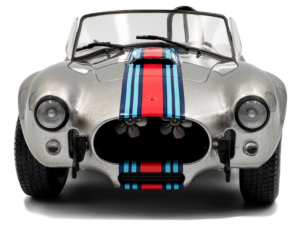1965 Shelby Cobra 427 MKII "Solido Works M Racing Tribute" Gray Metallic with Stripes 1/18 Diecast Model Car by Solido - image 5