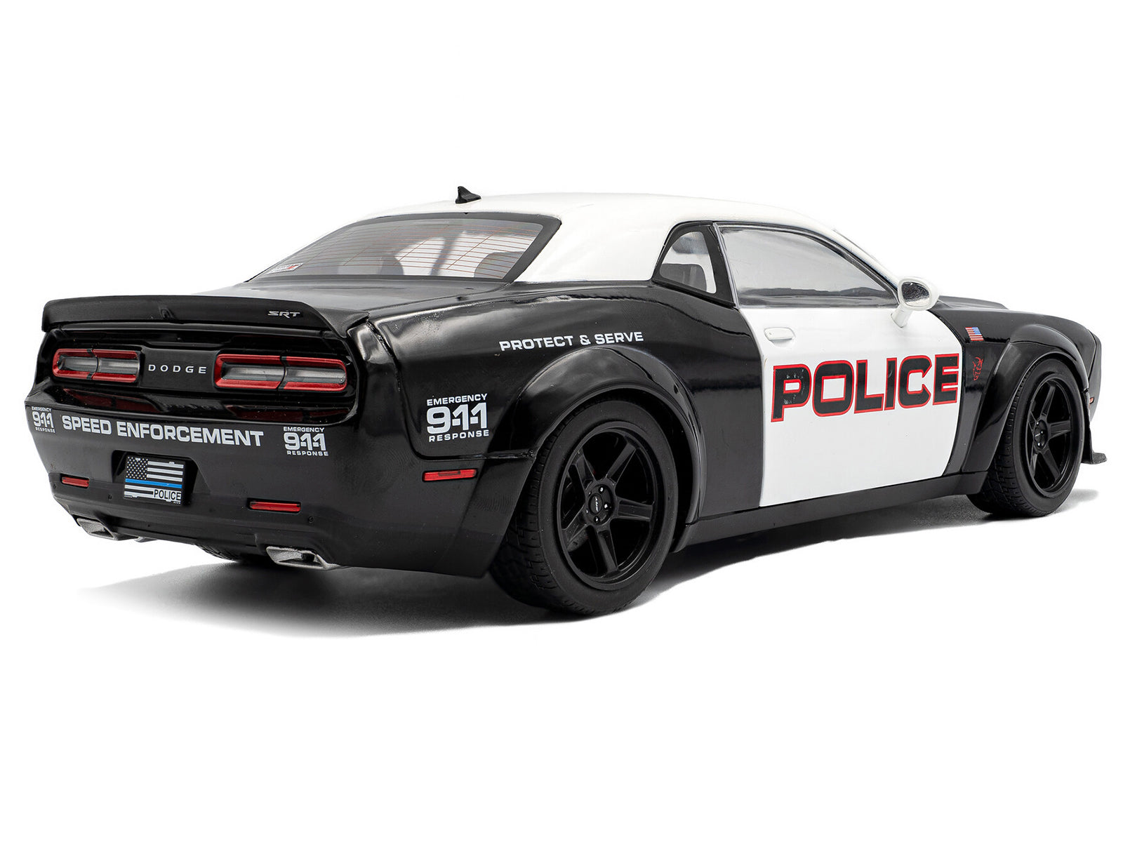 2023 Dodge Challenger Demon "Police" Black and White 1/18 Diecast Model Car by Solido - image 4