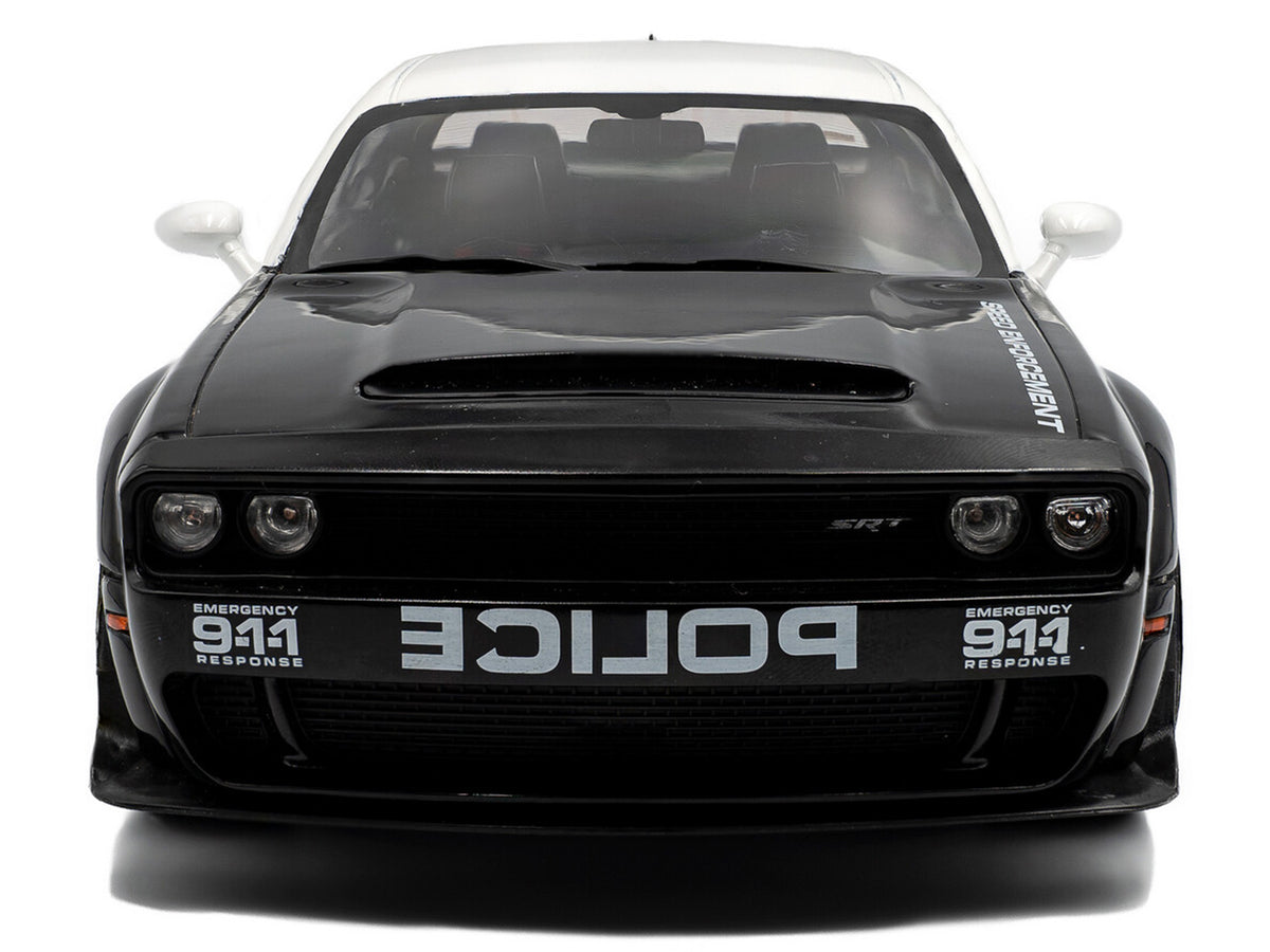 2023 Dodge Challenger Demon "Police" Black and White 1/18 Diecast Model Car by Solido - image 5