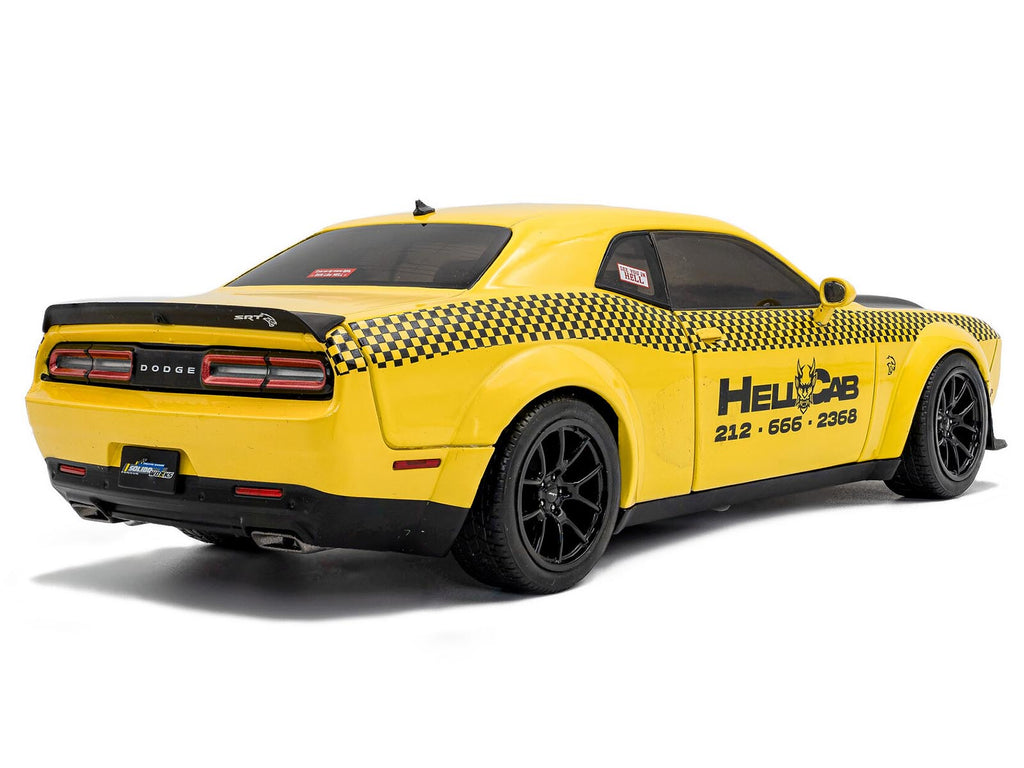 2023 Dodge Challenger SRT Hellcat Redeye Widebody Taxi "NYC Hellcab" Yellow with Black Hood and Graphics 1/18 Diecast Model Car by Solido - image 4