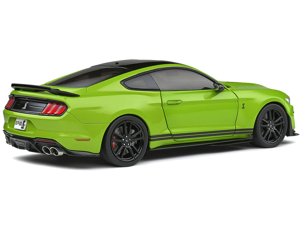 2020 Ford Mustang Shelby GT500 Grabber Lime Green Metallic with Black Top and Stripes 1/18 Diecast Model Car by Solido - image 5
