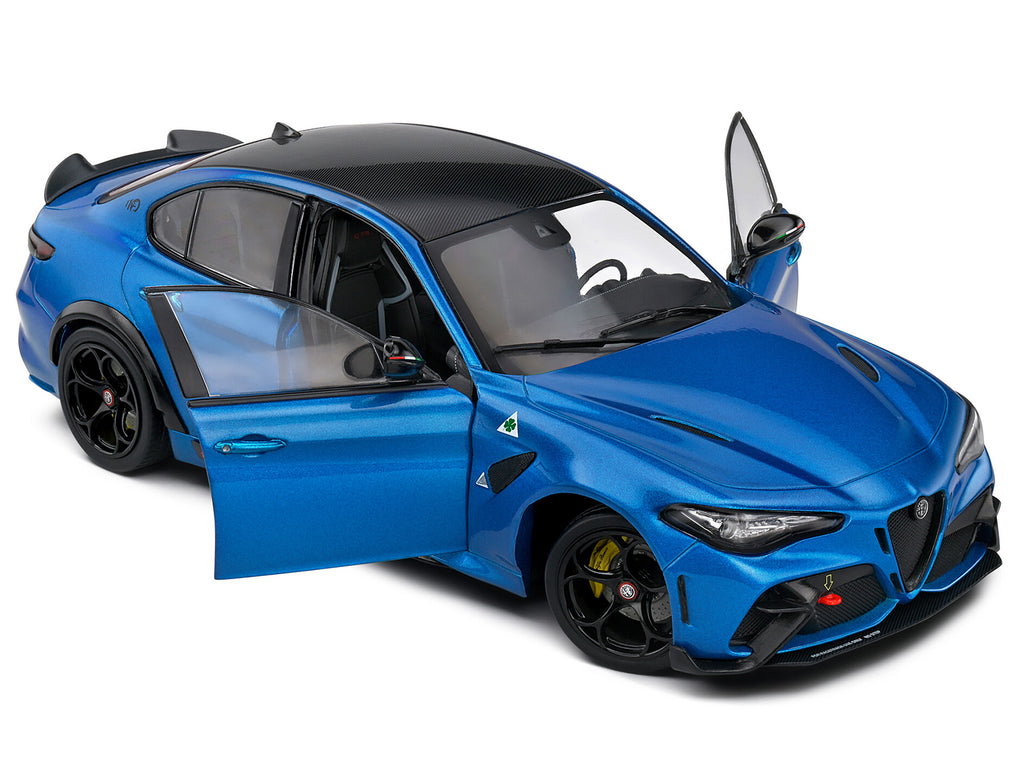 2022 Alfa Romeo Giulia GTA Anodized Blue Metallic with Carbon Top 1/18 Diecast Model Car by Solido - image 2