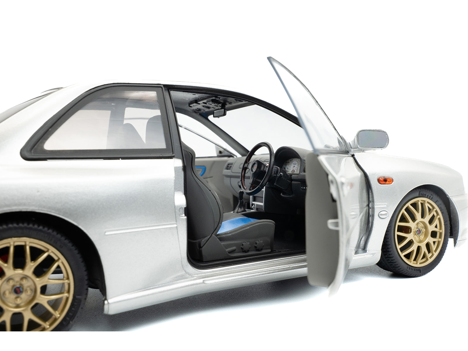 1998 Subaru Impreza 22B RHD (Right Hand Drive) Silver Metallic with Gold Wheels 1/18 Diecast Model Car by Solido - image 3