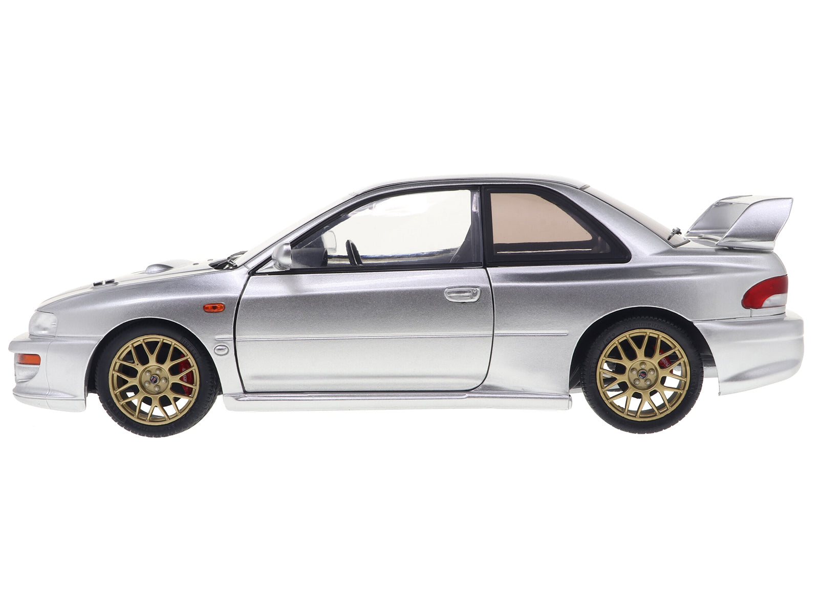 1998 Subaru Impreza 22B RHD (Right Hand Drive) Silver Metallic with Gold Wheels 1/18 Diecast Model Car by Solido - image 4
