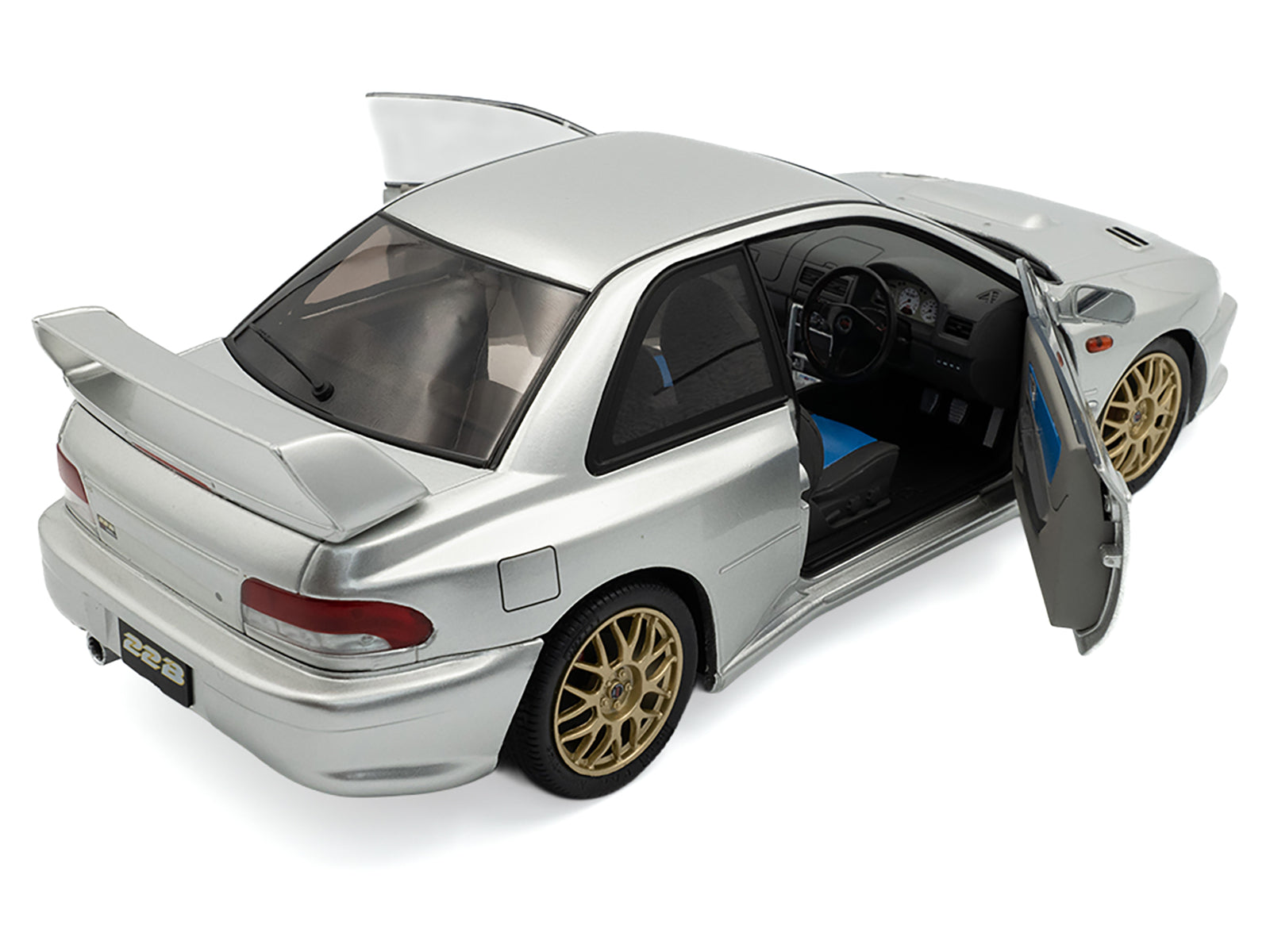 1998 Subaru Impreza 22B RHD (Right Hand Drive) Silver Metallic with Gold Wheels 1/18 Diecast Model Car by Solido - image 5