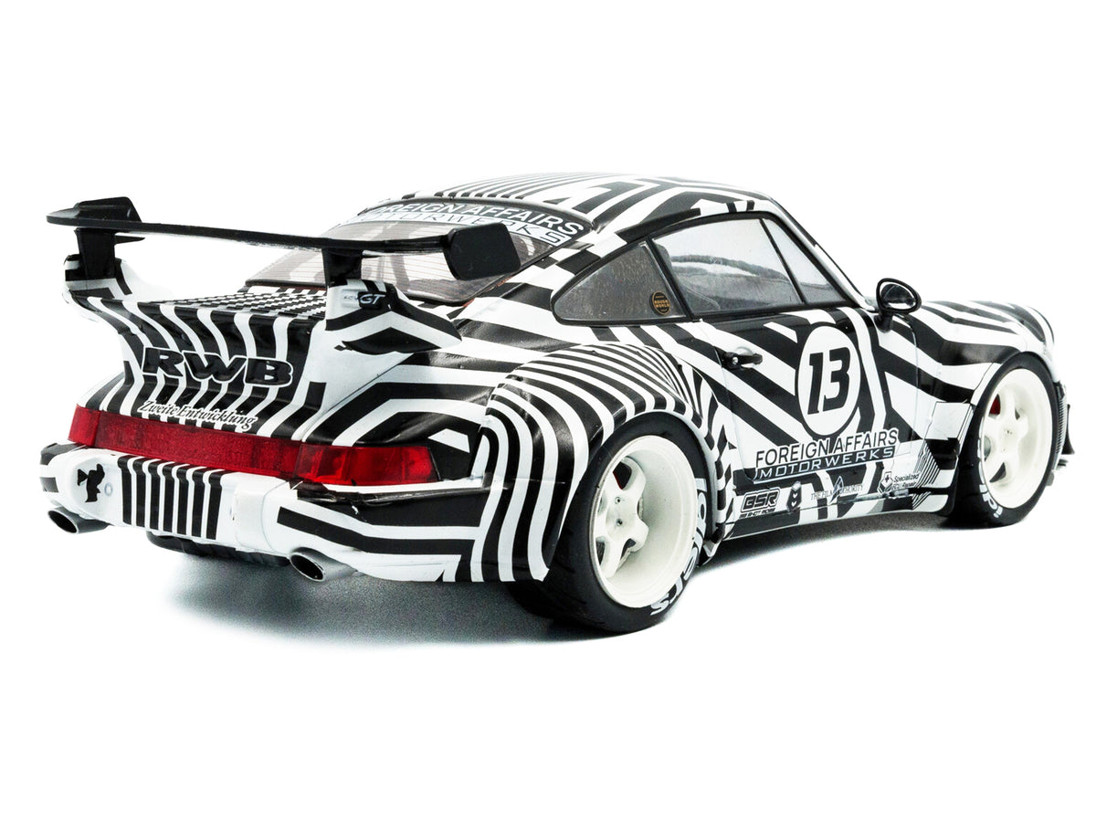 2022 RWB Bodykit #13 "The Zebra" Black and White Striped 1/18 Diecast Model Car by Solido - image 4