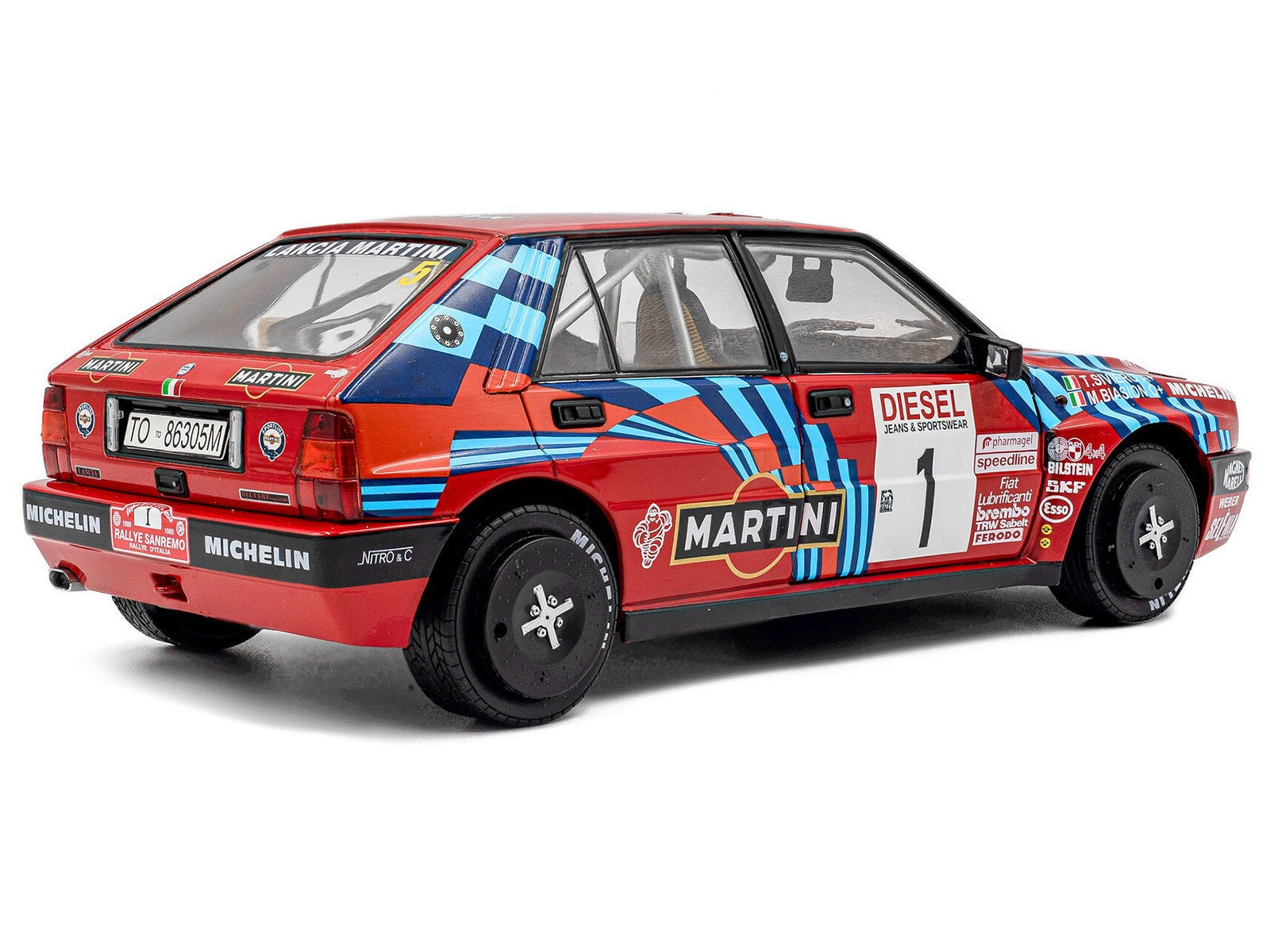 Lancia Delta HF Integrale #1 Miki Biasion - Tiziano Siviero Winner "Rally Sanremo" (1989) "Competition" Series 1/18 Diecast Model Car by Solido - image 4