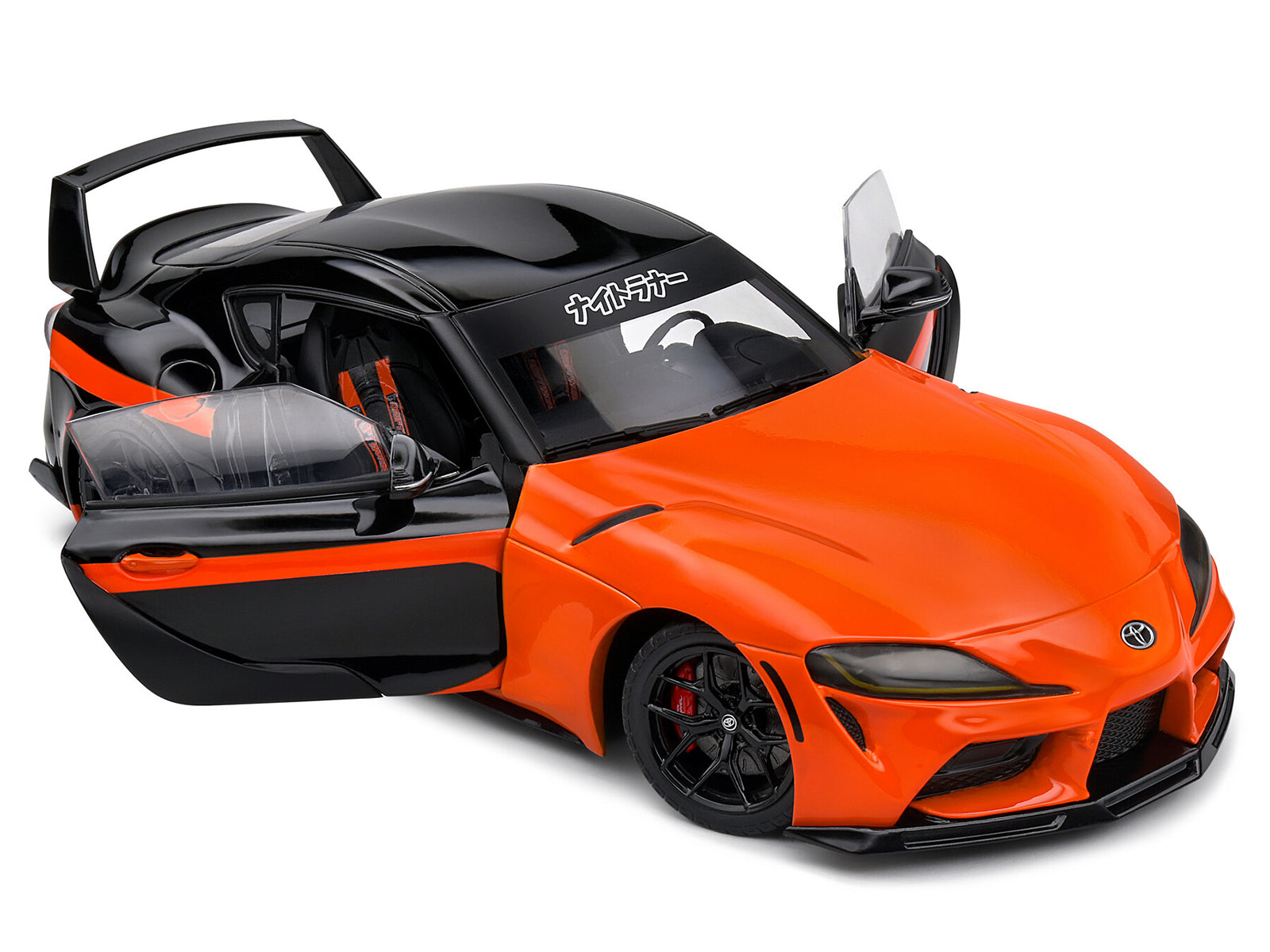 2024 Toyota GR Supra "StreetFighter" Orange and Black 1/18 Diecast Model Car by Solido - image 2