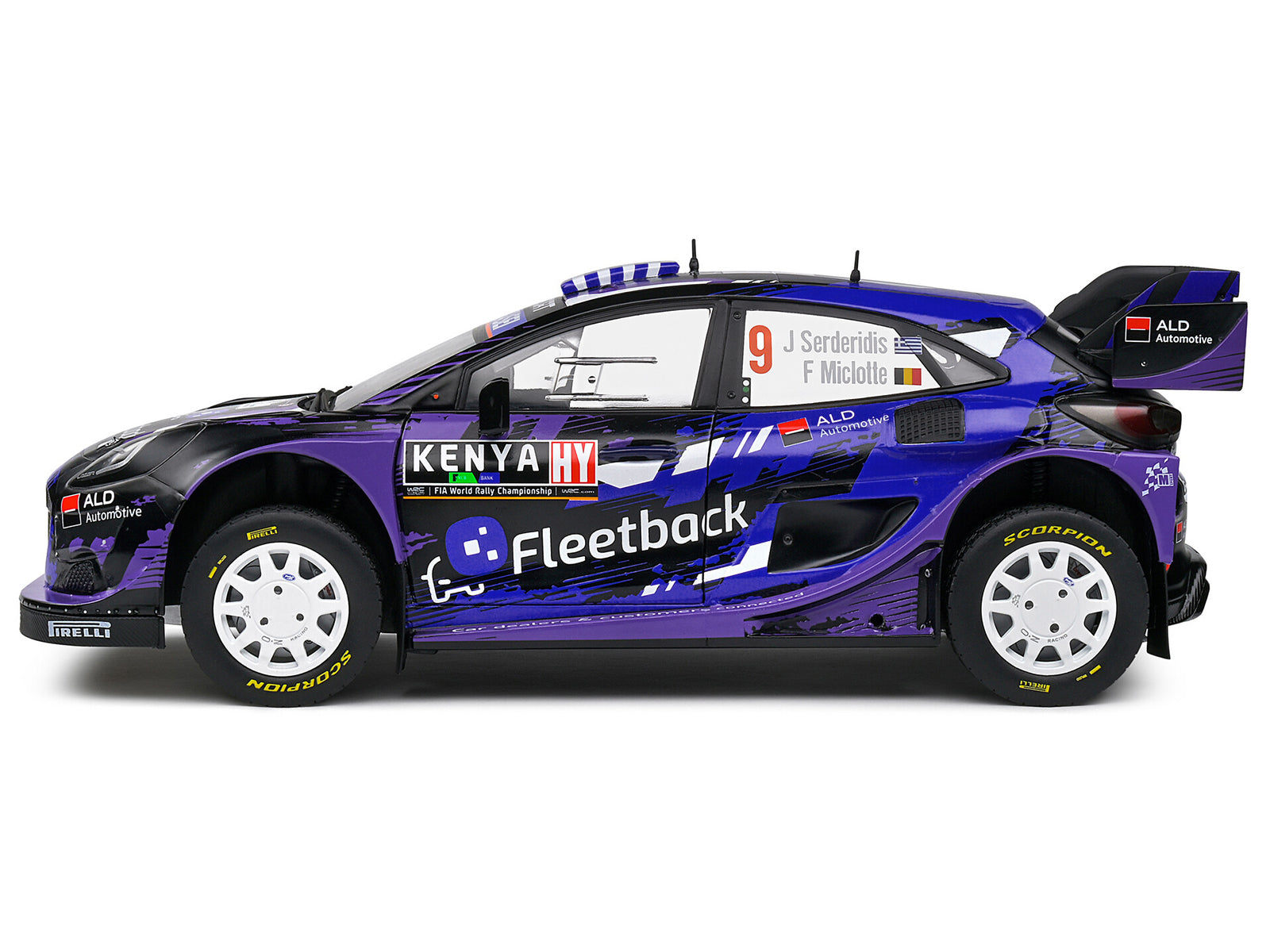 Ford Puma Rally1 Hybrid #9 Jourdan Serderidis - Frederic Miclotte "Safari Rally Kenya" (2022) "Competition" Series 1/18 Diecast Model Car by Solido - image 3