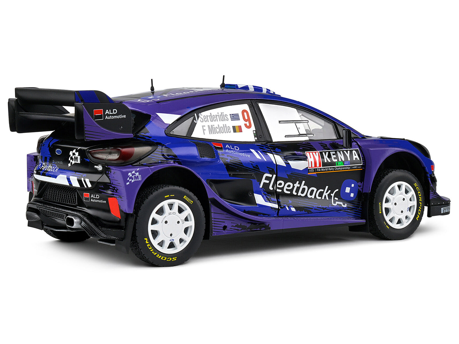 Ford Puma Rally1 Hybrid #9 Jourdan Serderidis - Frederic Miclotte "Safari Rally Kenya" (2022) "Competition" Series 1/18 Diecast Model Car by Solido - image 5