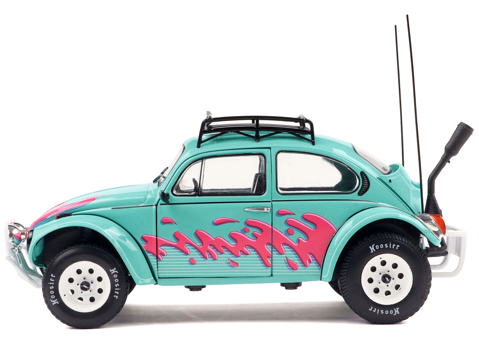 1976 Volkswagen Beetle Baja Miami Green with Pink Graphics 1/18 Diecast Model Car by Solido - image 3
