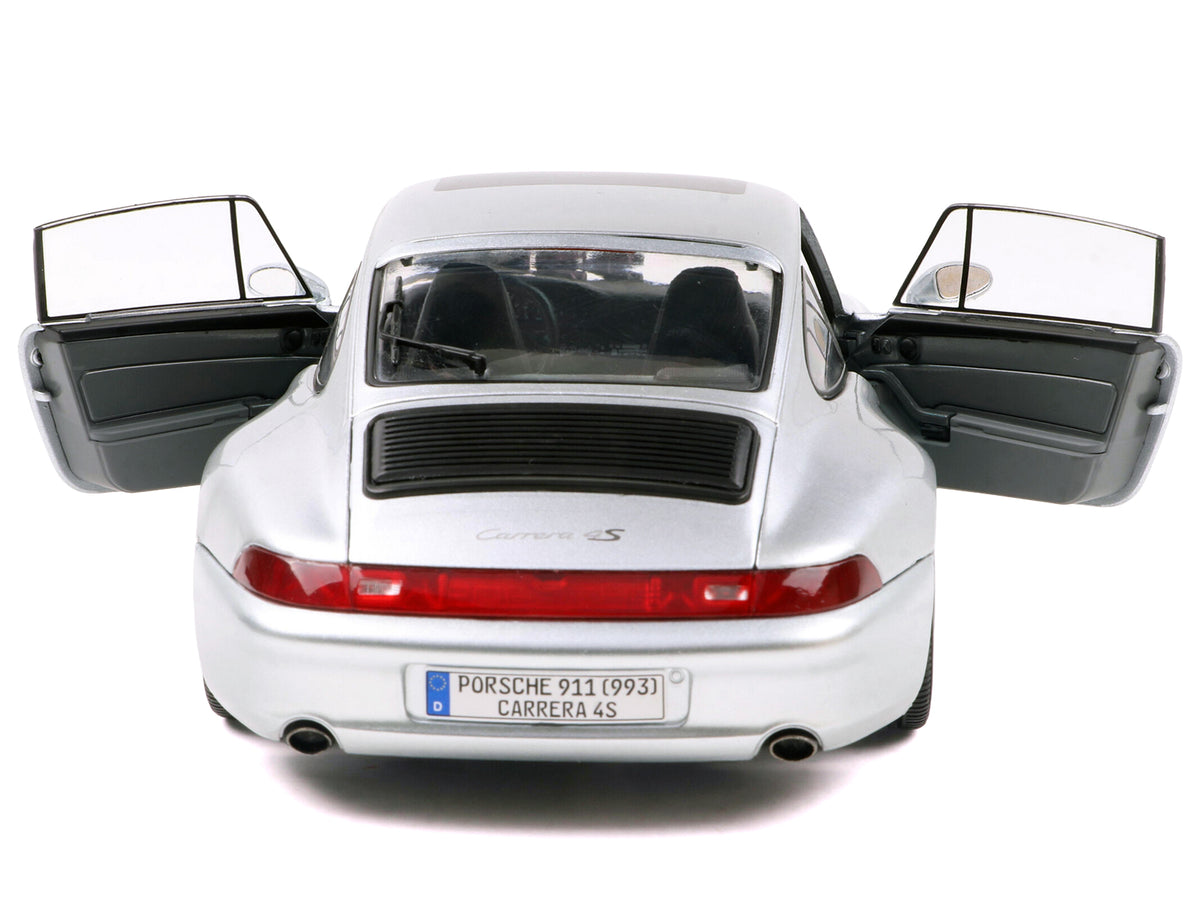 1996 Porsche 911 (993) 4S Polar Silver Metallic 1/18 Diecast Model Car by Solido - image 4