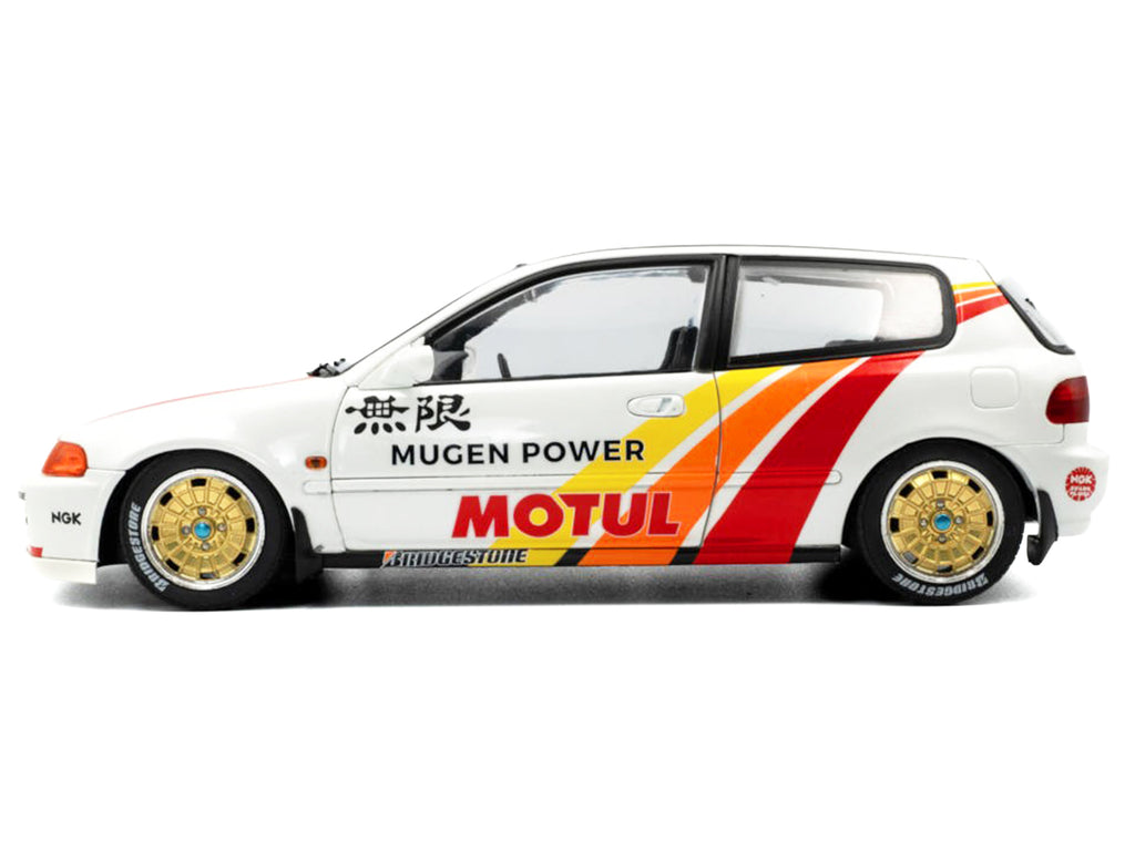 1991 Honda Civic (EG6) RHD (Right Hand Drive) "Mugen Racing" White with Stripes 1/18 Diecast Model Car by Solido - image 4