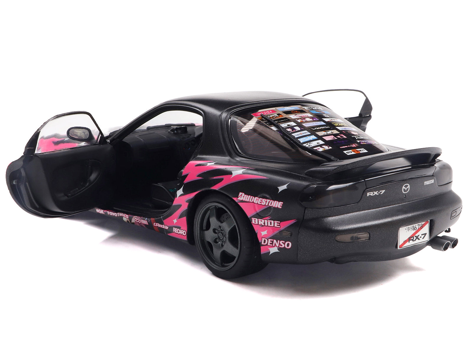 1994 Mazda RX7 (FDRS) RHD (Right Hand Drive) "Itasha Club" Black Metallic with Pink Graphics 1/18 Diecast Model Car by Solido - image 2