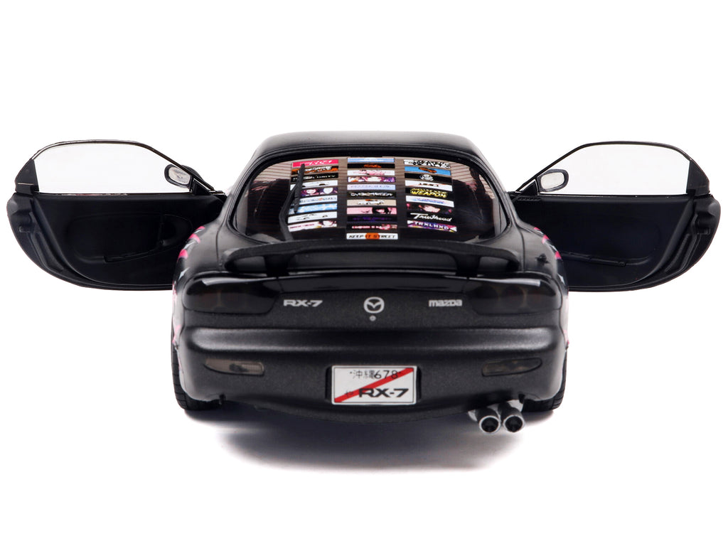 1994 Mazda RX7 (FDRS) RHD (Right Hand Drive) "Itasha Club" Black Metallic with Pink Graphics 1/18 Diecast Model Car by Solido - image 3