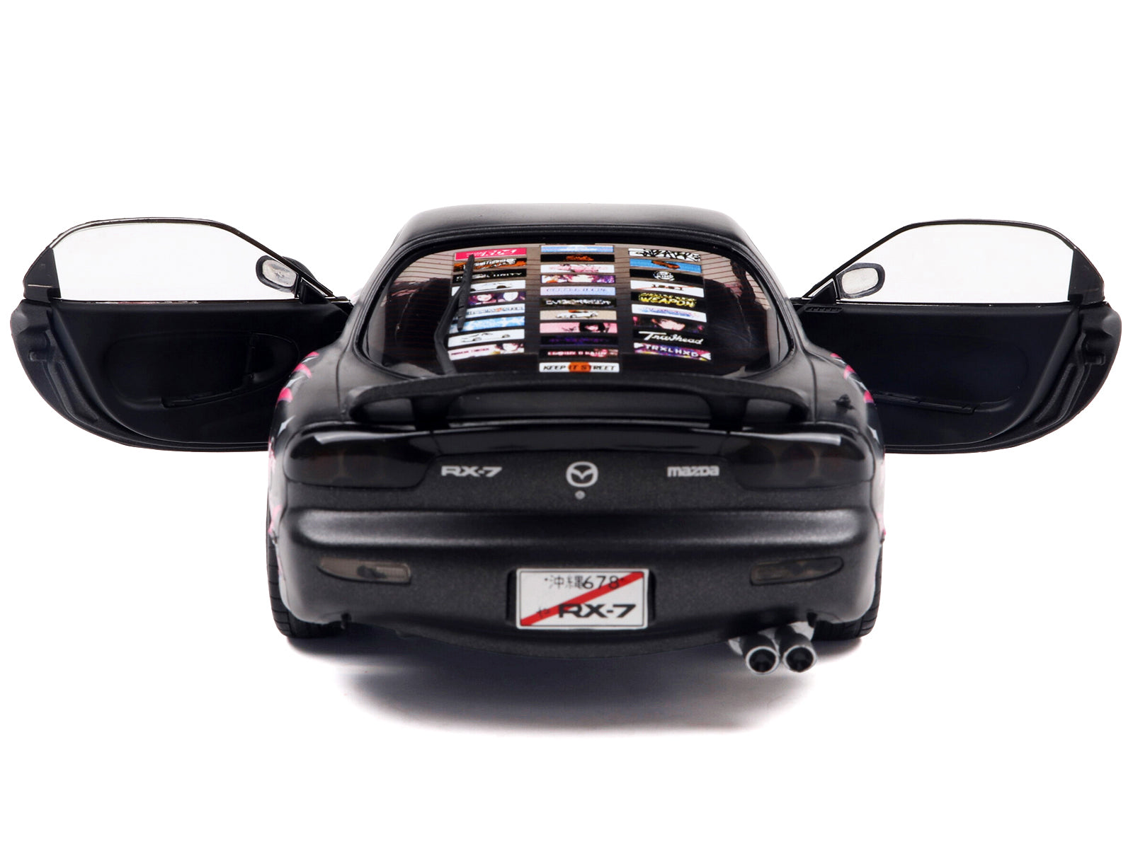 1994 Mazda RX7 (FDRS) RHD (Right Hand Drive) "Itasha Club" Black Metallic with Pink Graphics 1/18 Diecast Model Car by Solido - image 3