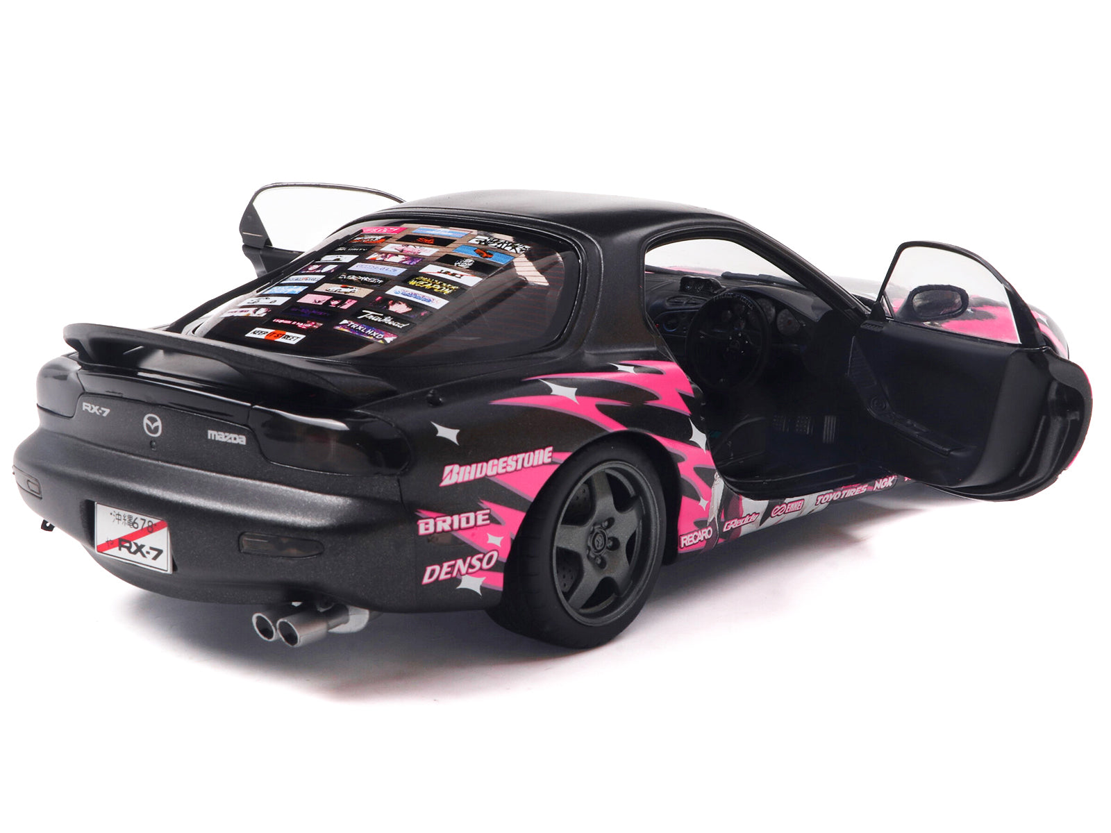 1994 Mazda RX7 (FDRS) RHD (Right Hand Drive) "Itasha Club" Black Metallic with Pink Graphics 1/18 Diecast Model Car by Solido - image 4