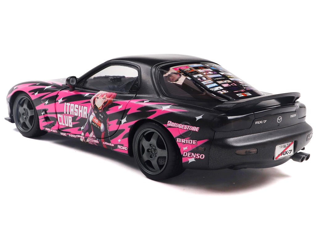 1994 Mazda RX7 (FDRS) RHD (Right Hand Drive) "Itasha Club" Black Metallic with Pink Graphics 1/18 Diecast Model Car by Solido - image 5