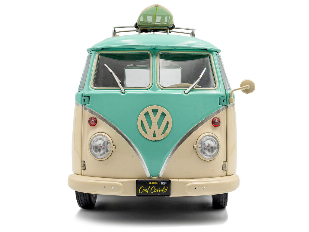 2024 Volkswagen Cool Combi Van with Trailer "Long Beach Surfing Club" Mint Green and Cream with Roof Rack and Surfboard 1/18 Diecast Model Car by Solido - image 5