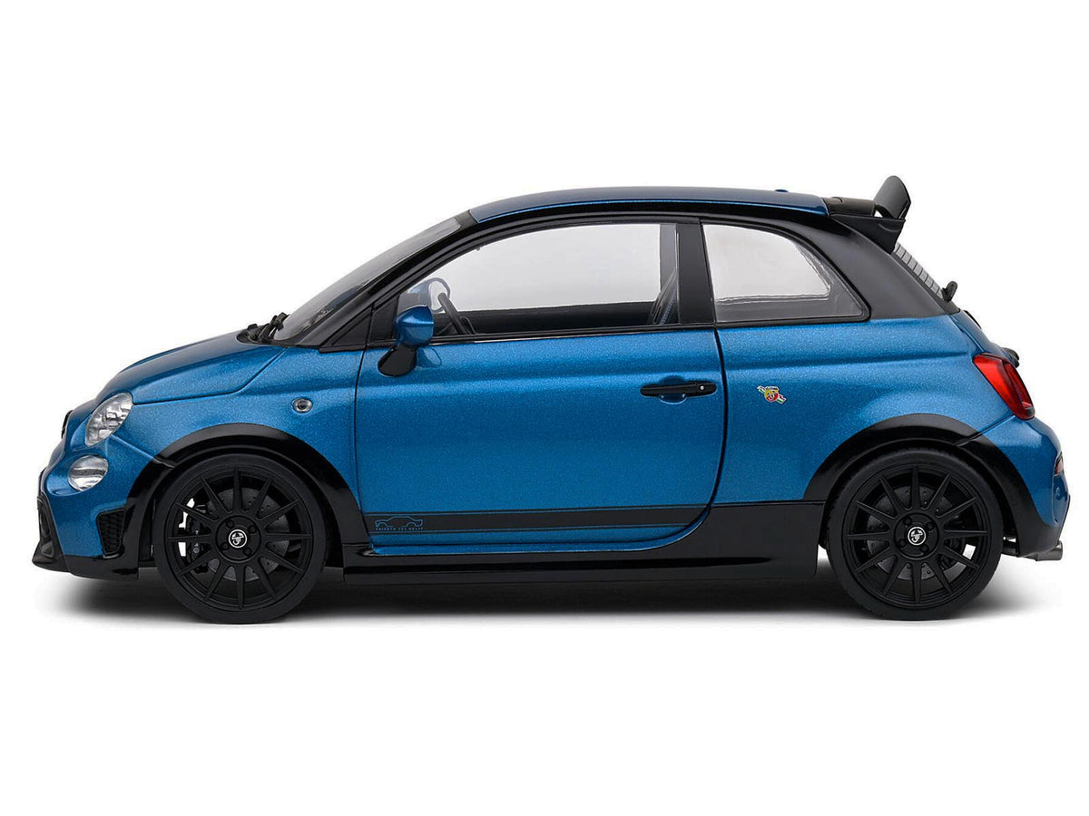 2022 Fiat 695 Abarth "Tributo 131 Rally" Podium Blue Metallic with Black Side Stripes 1/18 Diecast Model Car by Solido - image 3