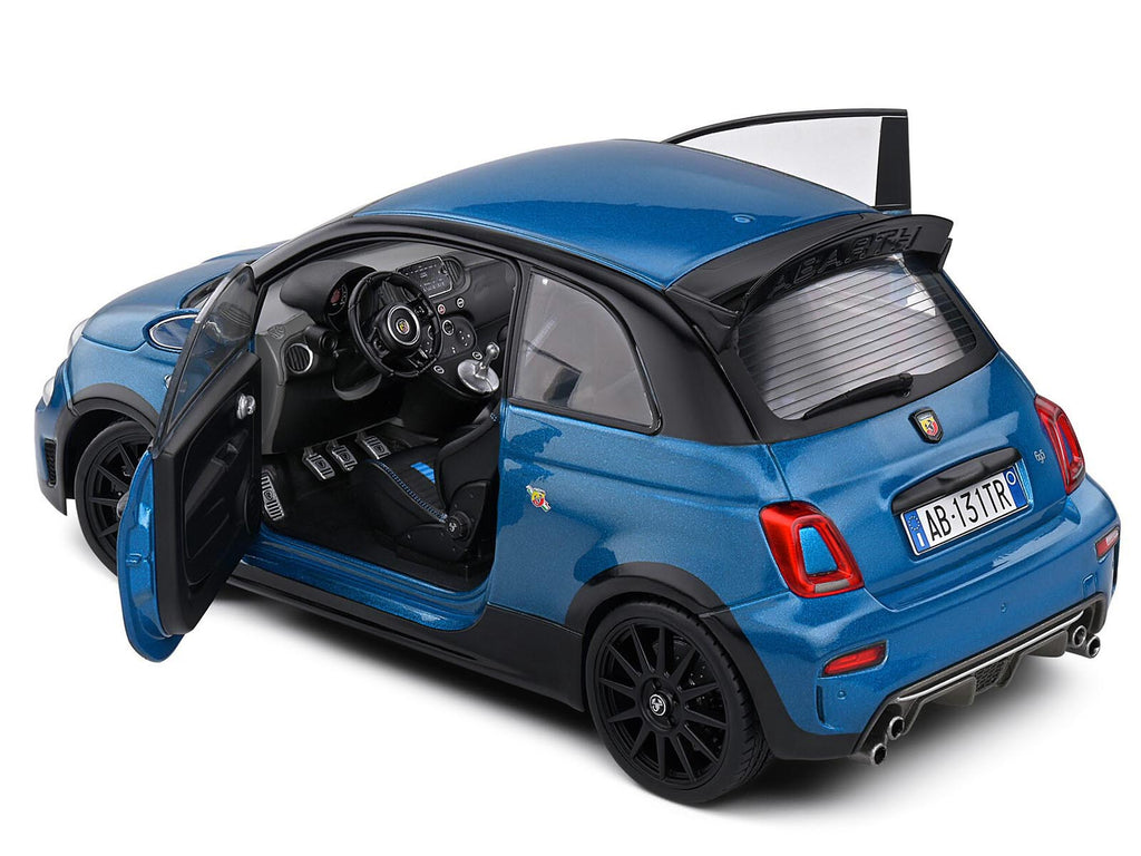 2022 Fiat 695 Abarth "Tributo 131 Rally" Podium Blue Metallic with Black Side Stripes 1/18 Diecast Model Car by Solido - image 4
