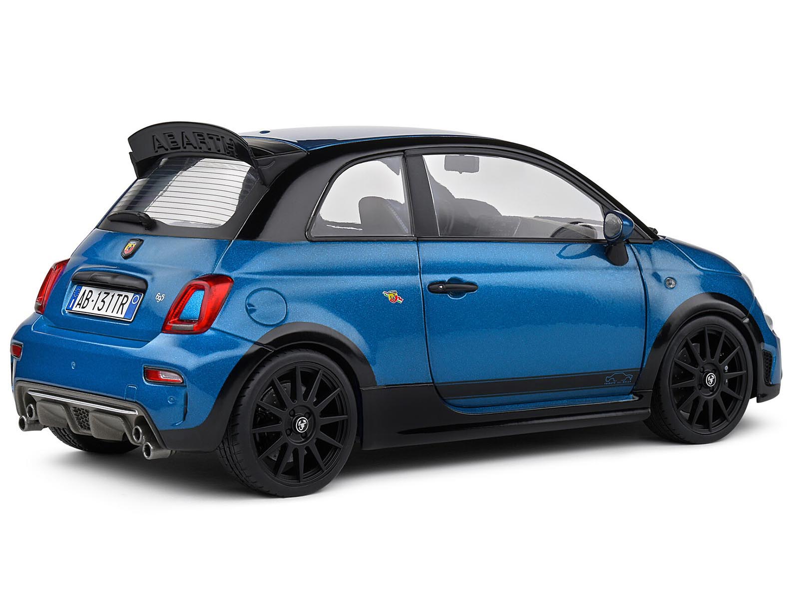 2022 Fiat 695 Abarth "Tributo 131 Rally" Podium Blue Metallic with Black Side Stripes 1/18 Diecast Model Car by Solido - image 5