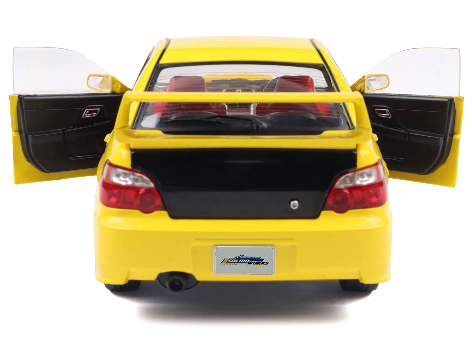 2003 Subaru Impreza WRX STI RHD (Right Hand Drive) Yellow with Carbon Hood 1/18 Diecast Model Car by Solido - image 5