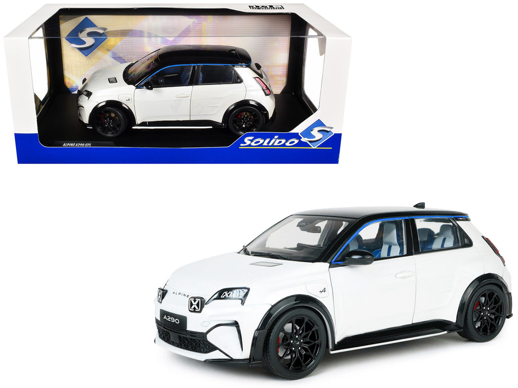 2024 Alpine A290 GTS White Metallic with Black Top 1/18 Diecast Model Car by Solido
