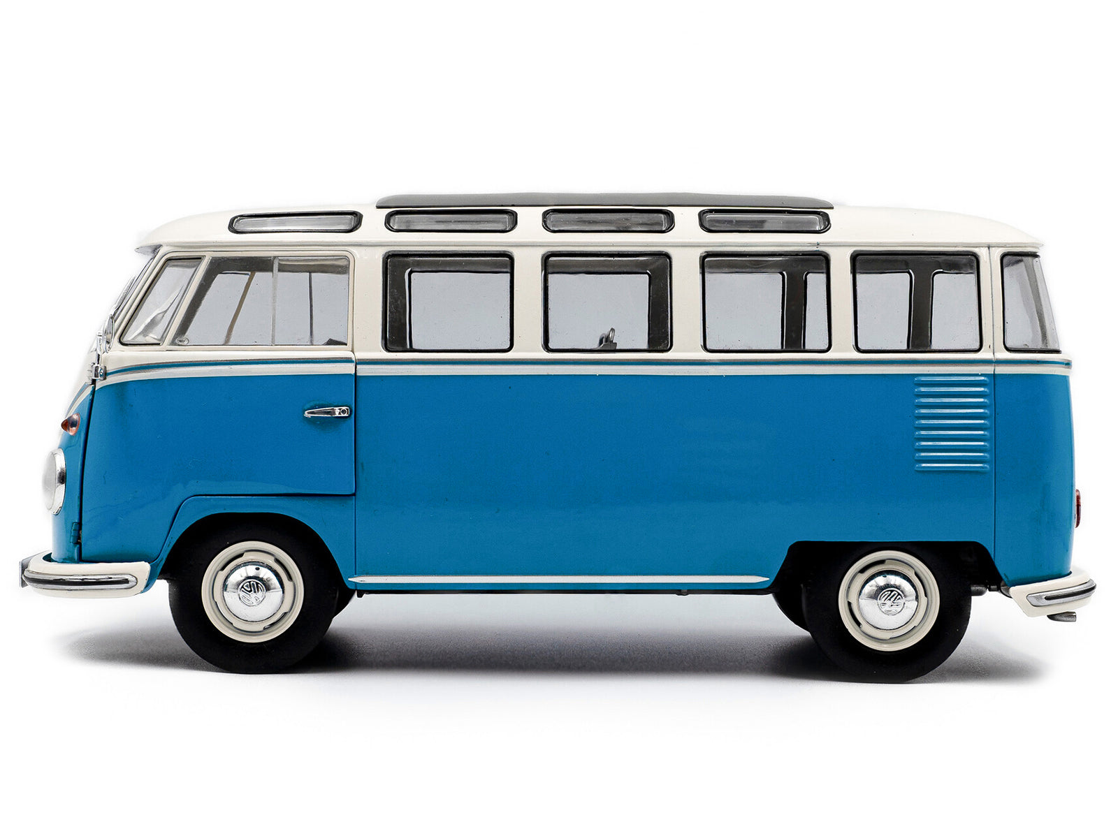 1962 Volkswagen T1 Samba Bus Baby Blue and White 1/18 Diecast Model Car by Solido - image 3