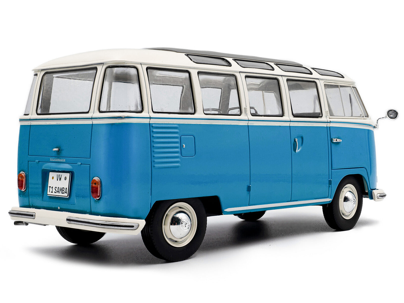 1962 Volkswagen T1 Samba Bus Baby Blue and White 1/18 Diecast Model Car by Solido - image 4