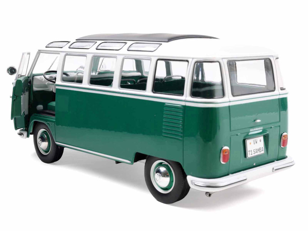 1962 Volkswagen T1 Samba Bus Green and White 1/18 Diecast Model Car by Solido - image 2