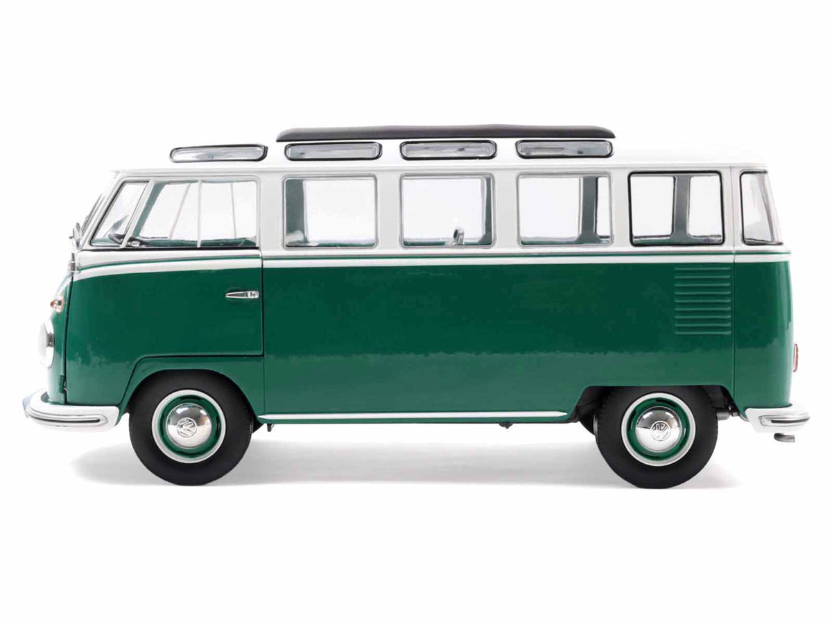 1962 Volkswagen T1 Samba Bus Green and White 1/18 Diecast Model Car by Solido - image 3