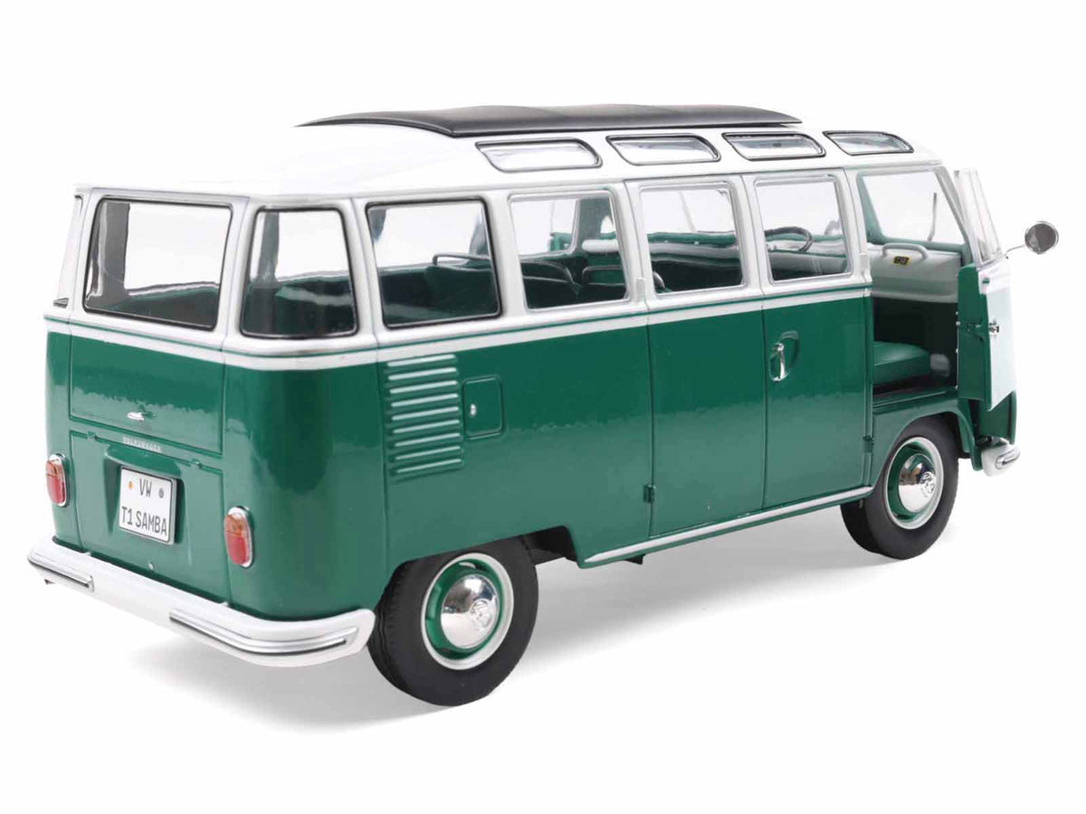 1962 Volkswagen T1 Samba Bus Green and White 1/18 Diecast Model Car by Solido - image 4
