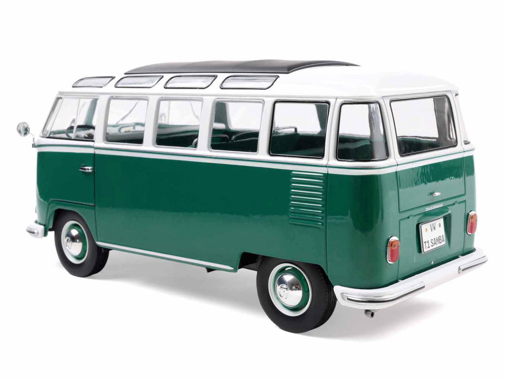 1962 Volkswagen T1 Samba Bus Green and White 1/18 Diecast Model Car by Solido - image 5