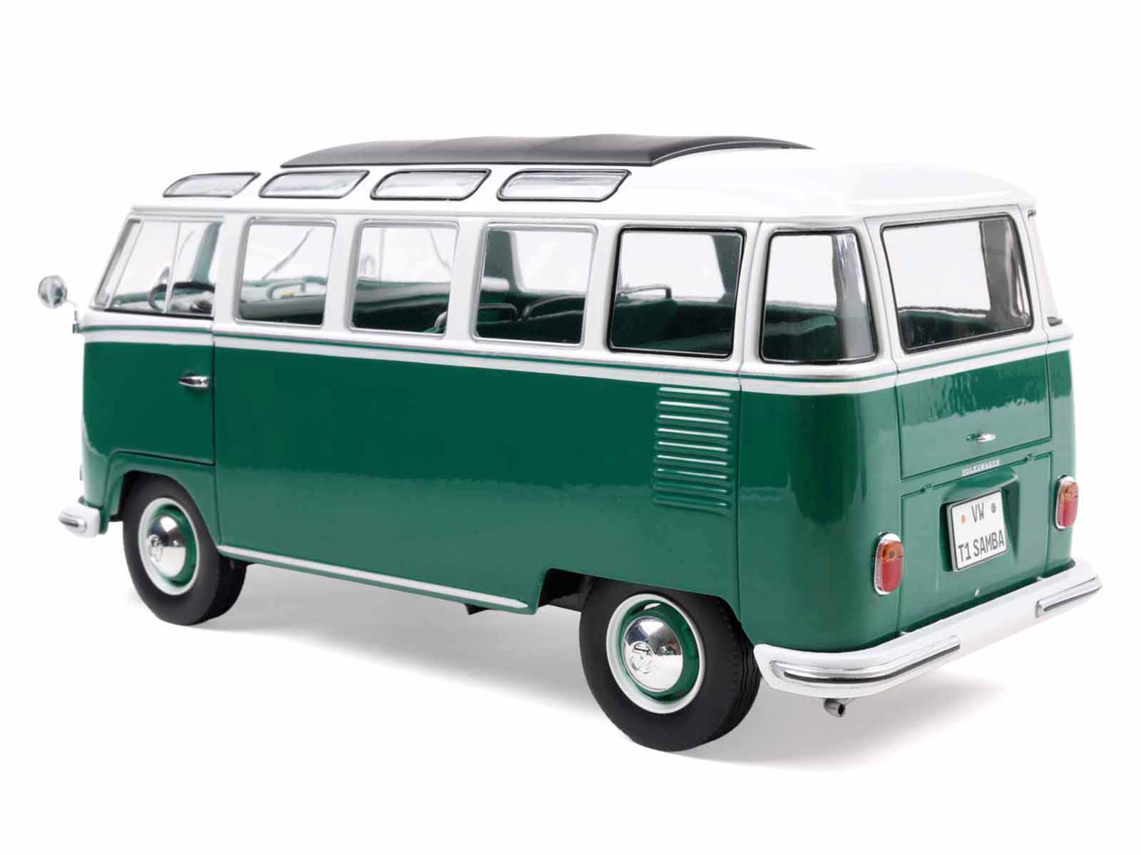 1962 Volkswagen T1 Samba Bus Green and White 1/18 Diecast Model Car by Solido - image 5