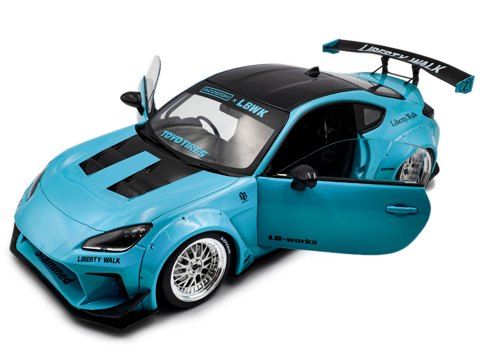 2024 Toyota GR86 LBWK Body Kit RHD (Right Hand Drive) Baby Blue with Black Top 1/18 Diecast Model Car by Solido - image 2