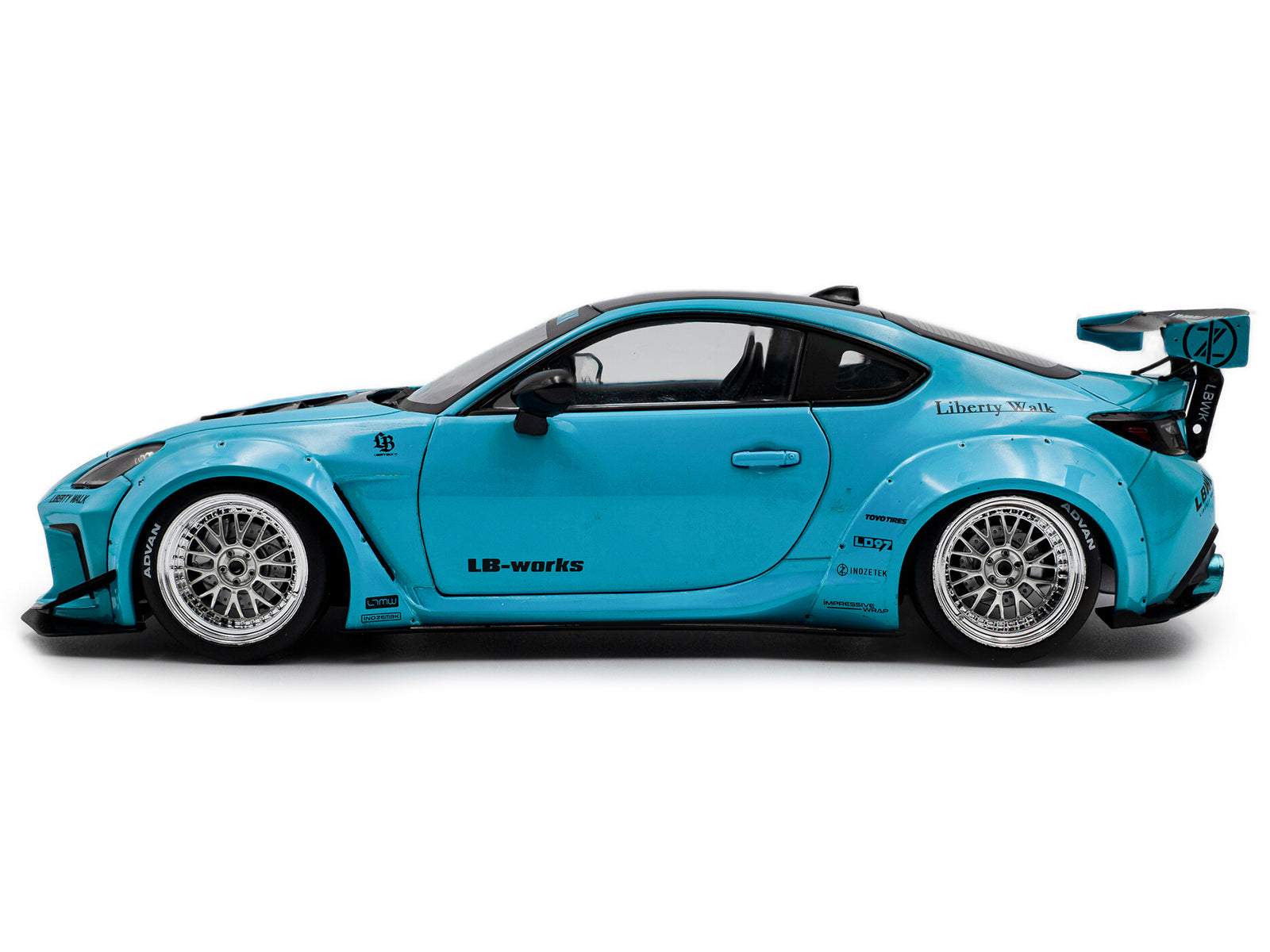 2024 Toyota GR86 LBWK Body Kit RHD (Right Hand Drive) Baby Blue with Black Top 1/18 Diecast Model Car by Solido - image 3