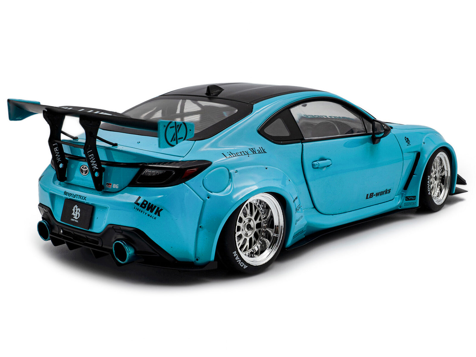 2024 Toyota GR86 LBWK Body Kit RHD (Right Hand Drive) Baby Blue with Black Top 1/18 Diecast Model Car by Solido - image 4