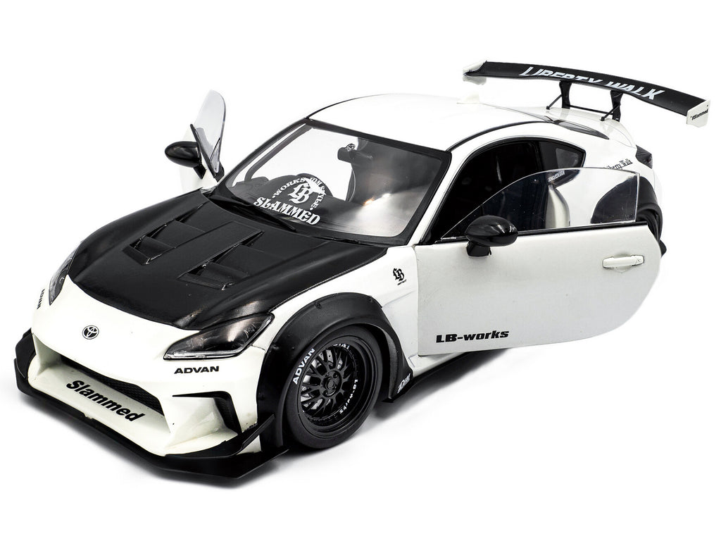 2024 Toyota GR86 LBWK Body Kit RHD (Right Hand Drive) Pearl White with Carbon Hood 1/18 Diecast Model Car by Solido - image 2